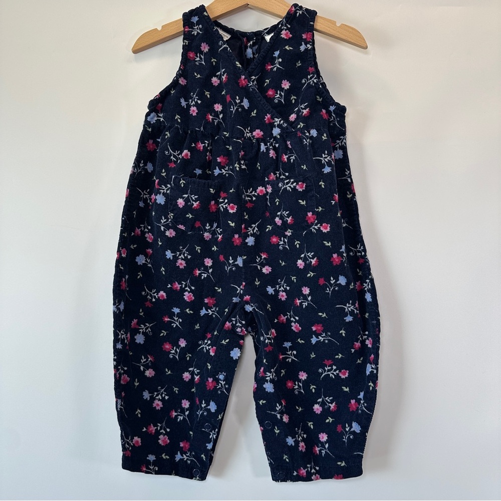 VTG Greendog Baby Toddler 24 Months Corduroy Floral Overall Jumpsuit Y2K